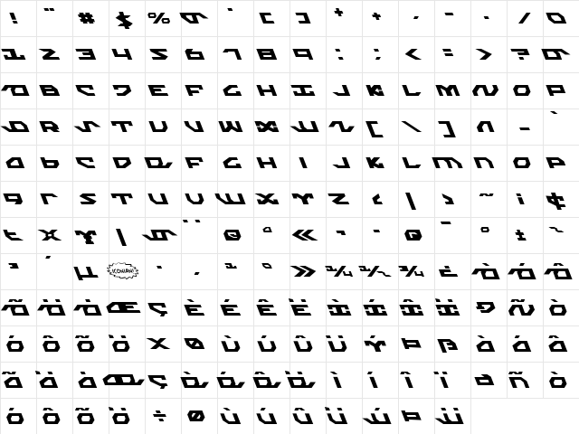 Nightrunner Leftalic Leftalic  glyph index