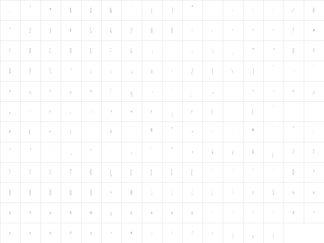 RM DECOthin Regular  glyph index
