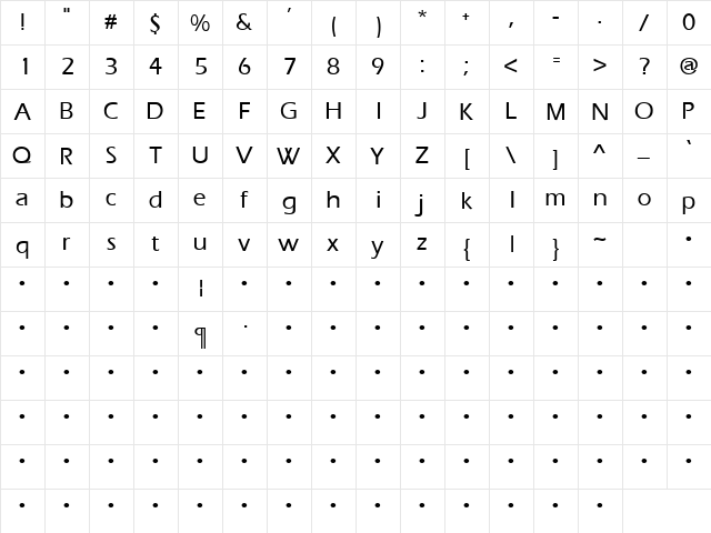 QTEraType Bold  glyph index