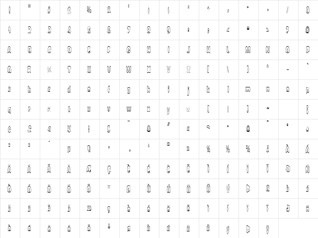 Eggit Outline AOE Regular  glyph index