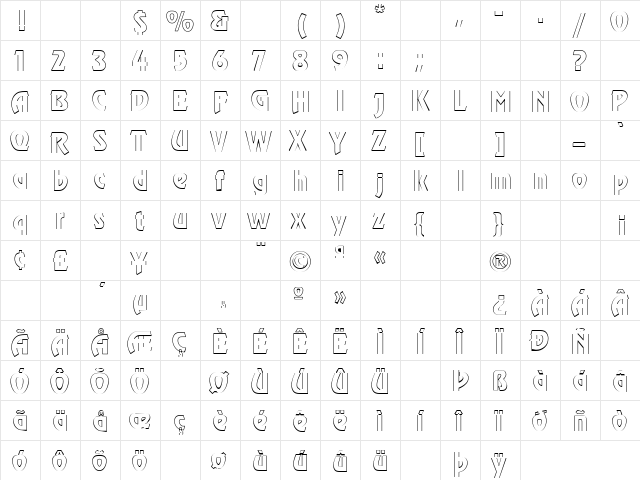 Slice 2 Regular  glyph index