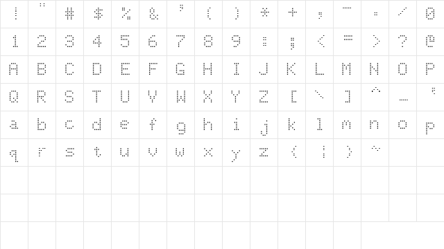 MatrixSSK Regular  glyph index
