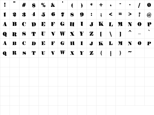 CK Urban Regular  glyph index