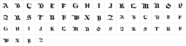 BlackInitialText Regular  glyph index
