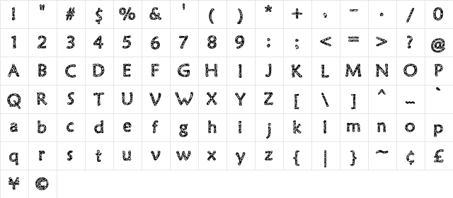 Old Virus Regular  glyph index