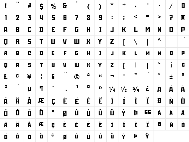 Stenberg ITC Regular  glyph index