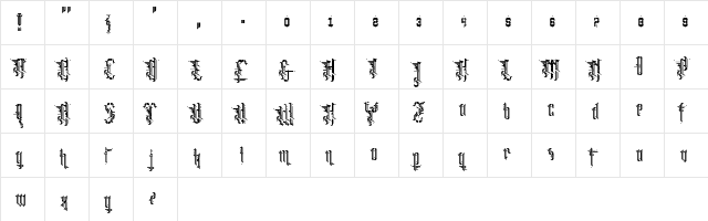 Grimeplex Regular  glyph index