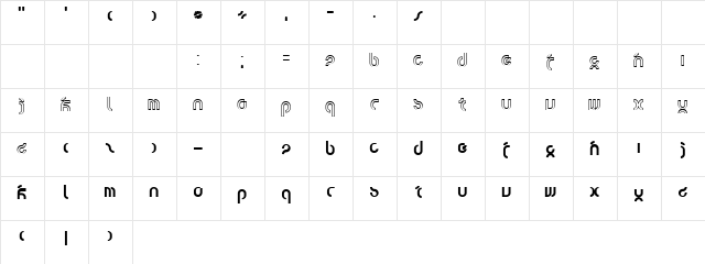 tsunami Regular  glyph index
