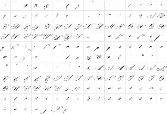Dilpomat Regular  glyph index