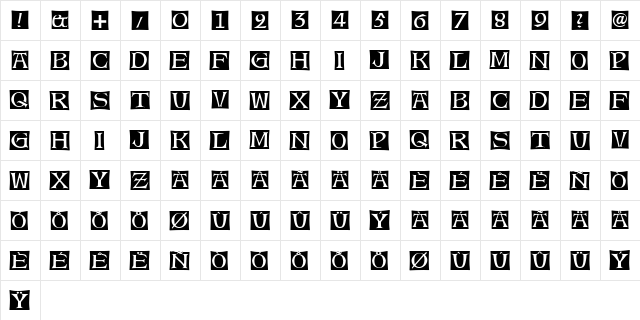 Alte Caps Regular  glyph index