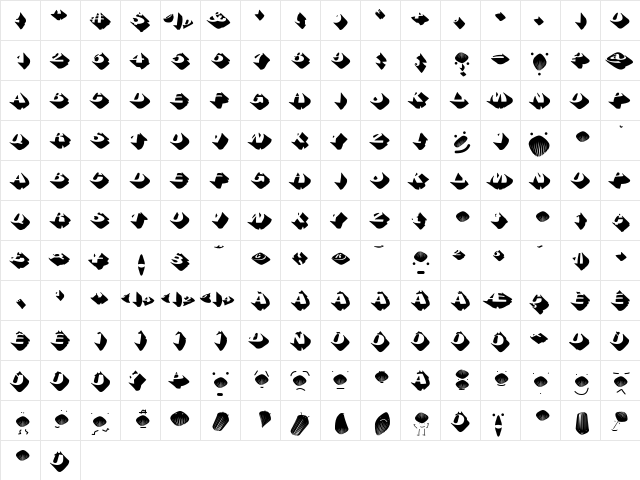 Sumo Regular  glyph index