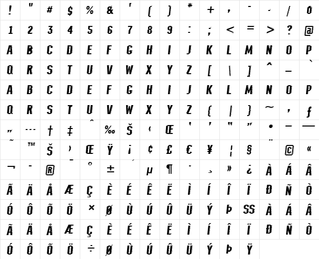 a_MeccanoTrn Regular  glyph index