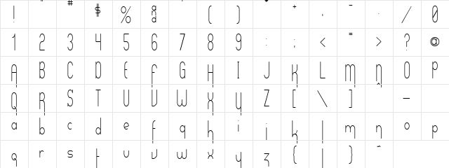 Longman Regular  glyph index