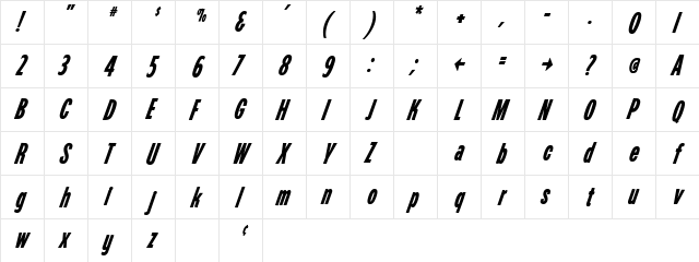 Electro Gothic HPLHS  glyph index