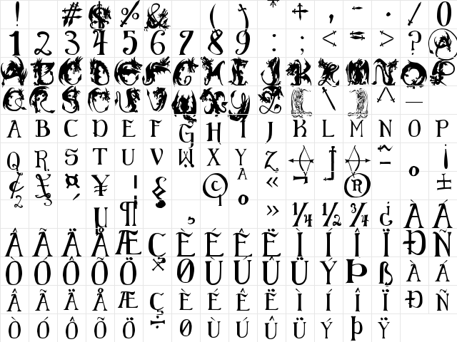 Elementary Gothic Regular  glyph index