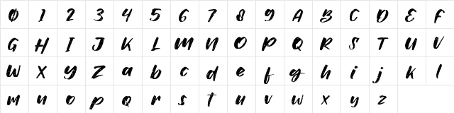 Bulkies Regular  glyph index