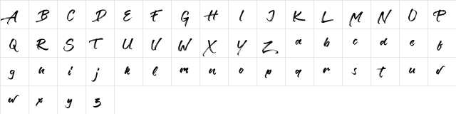 Verbena Regular  glyph index