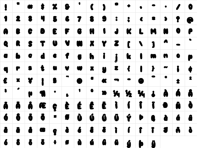 Choko Outline Regular  glyph index