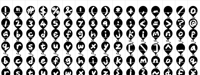 Balloon Floats Regular  glyph index