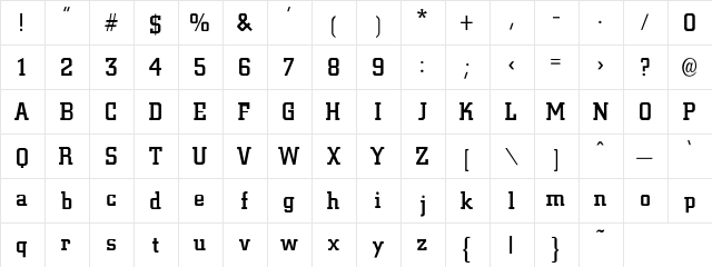 City-Medium-Medium Regular  glyph index