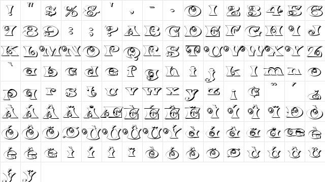 K22 Spiral Swash Shadow Regular  glyph index
