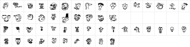 Cartoon Connection Regular  glyph index