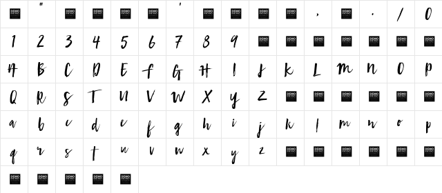 First Take - Demo Regular  glyph index