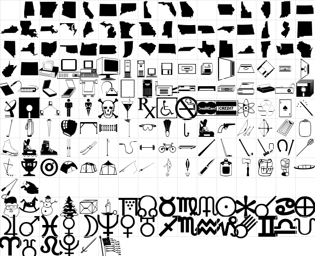 Excalibur Symbol Regular  glyph index