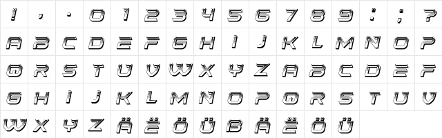 Baiser Italic  glyph index