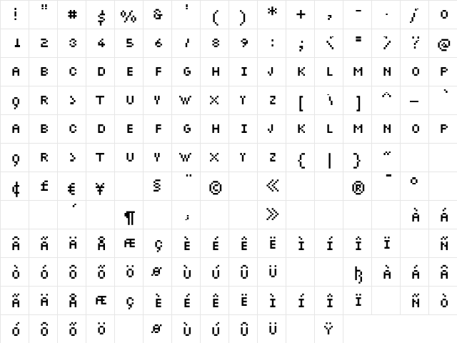LipoD Vectorized  glyph index