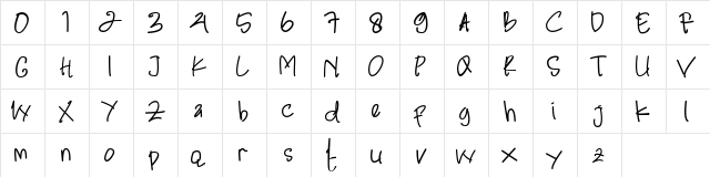 Yayak Regular  glyph index