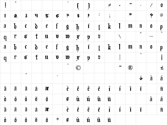 The Art of Illuminating Regular  glyph index