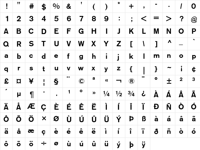 AG Old Face Medium  glyph index