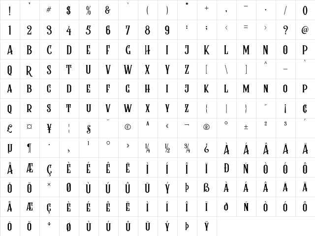Rumble Brave Regular  glyph index