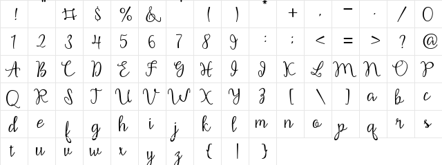 Whitesmith Regular  glyph index