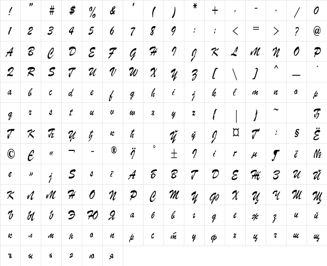 Parsek Condensed Regular  glyph index