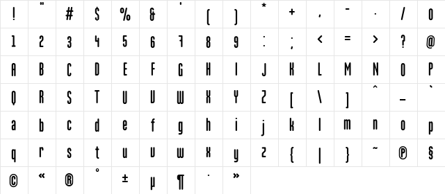 Marten Regular  glyph index