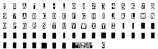 SpringfieldTablets Regular  glyph index