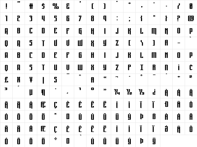 Night Traveler Extra-Expand Regular  glyph index