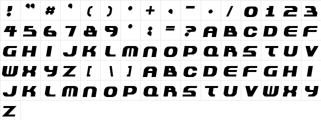 Plastique Regular  glyph index