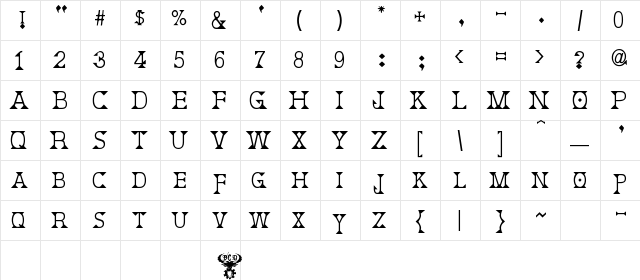 Deborah Regular  glyph index