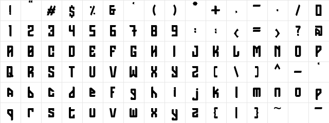 GRAMES Regular  glyph index