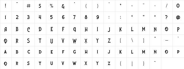 Nufced DEMO Regular  glyph index