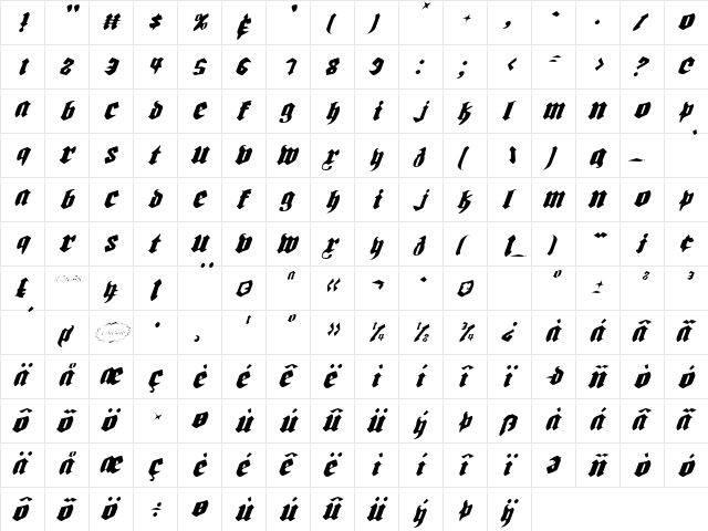 Bierg䲴en Light Italic Light Italic  glyph index