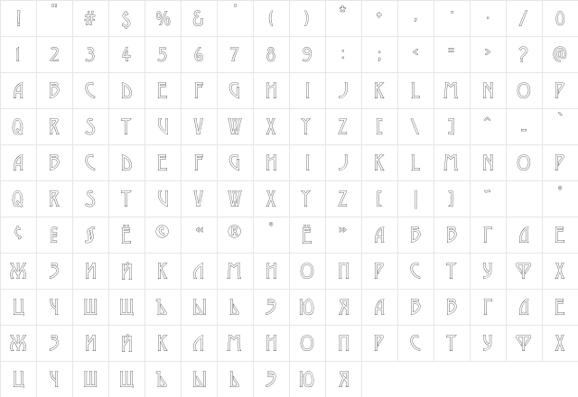 DesdemonaC Regular  glyph index