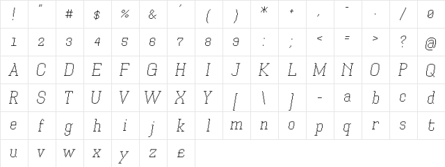 Xilla Pro Pro-Italic  glyph index