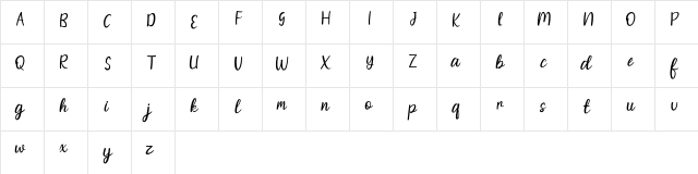 Bellyluerd Regular  glyph index