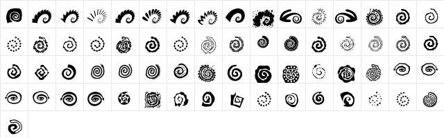 AleOrnamentsSpiratoLL Regular  glyph index