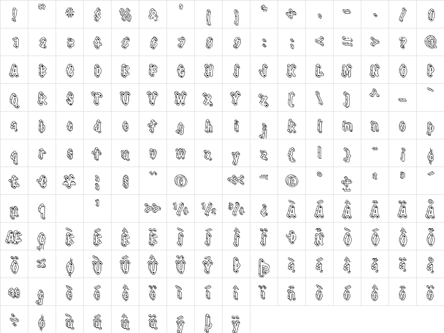 ElliottsTyphpoidMThrDLight Regular  glyph index