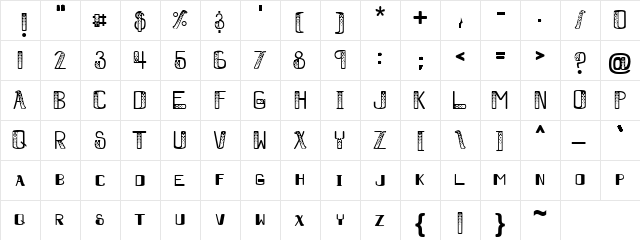 Boombia Dance Regular  glyph index
